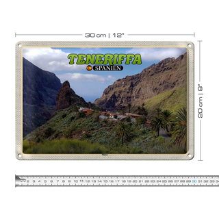 Blechschild Reise 30x20cm Teneriffa Spanien Masca Bergdorf Gebirge