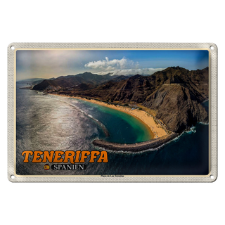 Blechschild Reise 30x20cm Teneriffa Spanien Playa de Las Teresitas