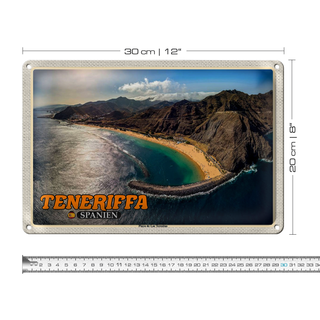Blechschild Reise 30x20cm Teneriffa Spanien Playa de Las Teresitas