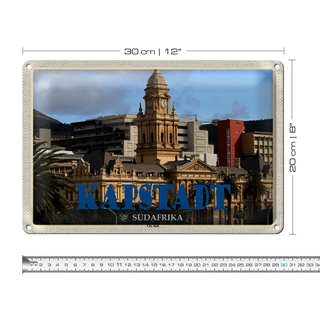 Blechschild Reise 30x20cm Kapstadt Südafrika City Hall
