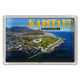Blechschild Reise 30x20cm Kapstadt Südafrika Stadt Meer Berge Urlaub