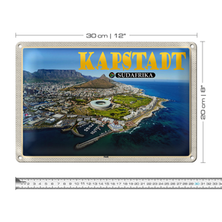 Blechschild Reise 30x20cm Kapstadt Südafrika Stadt Meer Berge Urlaub