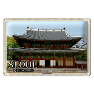 Blechschild Reise 30x20cm Seoul Südkorea Changdeokgung Palace
