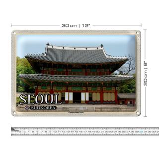 Blechschild Reise 30x20cm Seoul Südkorea Changdeokgung Palace
