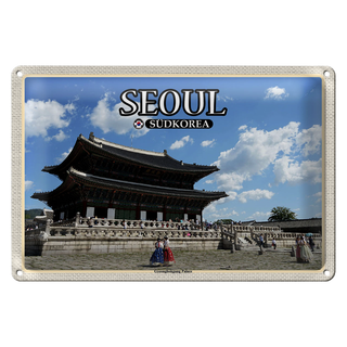 Blechschild Reise 30x20cm Seoul Südkorea Gyeongbokgung Palace