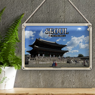 Blechschild Reise 30x20cm Seoul Südkorea Gyeongbokgung Palace