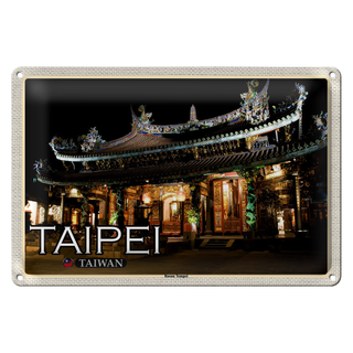 Blechschild Reise 30x20cm Taipei Taiwan Baoan Tempel