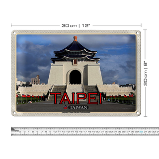 Blechschild Reise 30x20cm Taipei Taiwan Nationale Chiang-Kai-shek
