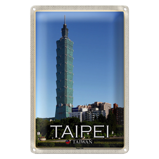 Blechschild Reise 20x30cm Taipei Taiwan Taipei 101 Wolkenkratzer