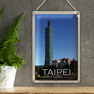 Blechschild Reise 20x30cm Taipei Taiwan Taipei 101 Wolkenkratzer