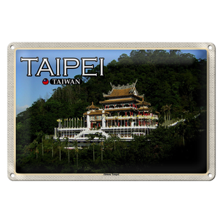 Blechschild Reise 30x20cm Taipei Taiwan Zhinan Tempel