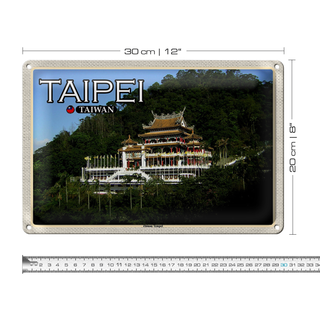 Blechschild Reise 30x20cm Taipei Taiwan Zhinan Tempel
