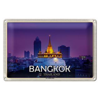 Blechschild Reise 30x20cm Bangkok Thailand Der Goldene Berg Tempel