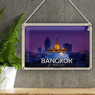 Blechschild Reise 30x20cm Bangkok Thailand Der Goldene Berg Tempel