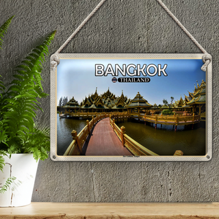 Blechschild Reise 30x20cm Bangkok Thailand Der Goldene Tempel