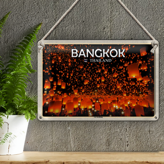 Blechschild Reise 30x20cm Bangkok Thailand Loy Krathong Lichterfest