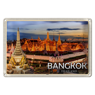 Blechschild Reise 30x20cm Bangkok Thailand Tempel Sonnenuntergang