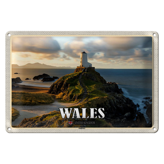 Blechschild Reise 30x20cm Wales United Kingdom Anglesey Insel Meer