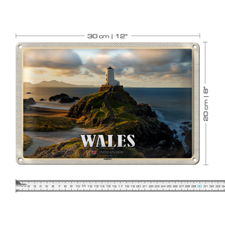 Blechschild Reise 30x20cm Wales United Kingdom Anglesey Insel Meer