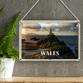 Blechschild Reise 30x20cm Wales United Kingdom Anglesey Insel Meer