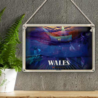 Blechschild Reise 30x20cm Wales United Kingdom Bounce Below