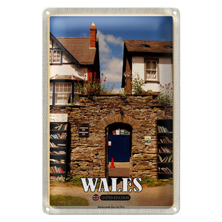 Blechschild Reise 20x30cm Wales Bücherstadt Hay-On-Wye