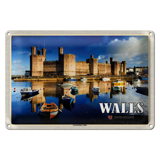 Blechschild Reise 30x20cm Wales United Kingdom Caernarfon Castle
