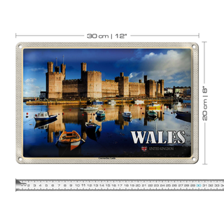 Blechschild Reise 30x20cm Wales United Kingdom Caernarfon Castle