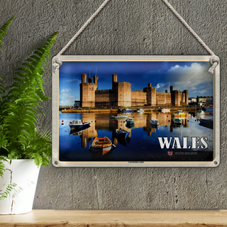Blechschild Reise 30x20cm Wales United Kingdom Caernarfon Castle