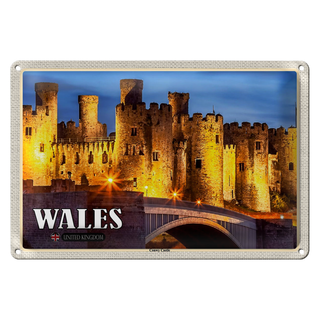 Blechschild Reise 30x20cm Wales United Kingdom Conwy Castle Burg