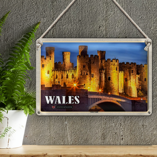Blechschild Reise 30x20cm Wales United Kingdom Conwy Castle Burg