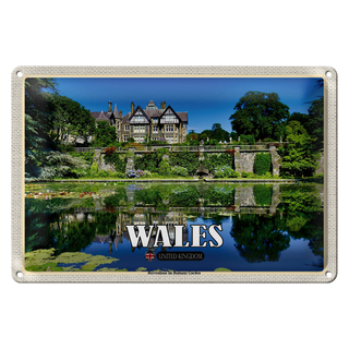 Blechschild Reise 30x20cm Wales United Kingdom Bodnant Garden
