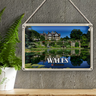 Blechschild Reise 30x20cm Wales United Kingdom Bodnant Garden