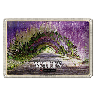 Blechschild Reise 30x20cm Wales Laburnum Arch Bodnant Garden