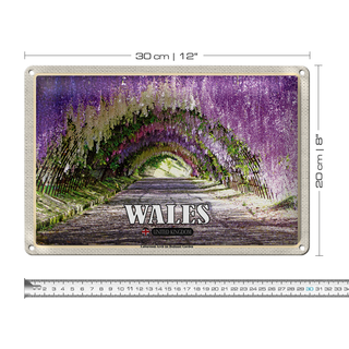 Blechschild Reise 30x20cm Wales Laburnum Arch Bodnant Garden