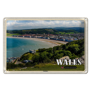 Blechschild Reise 30x20cm Wales United Kingdom Llandudno Seebad
