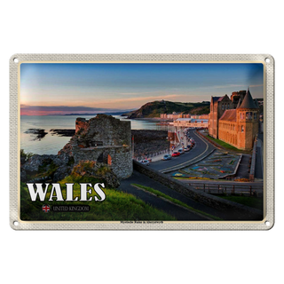 Blechschild Reise 30x20cm Wales United Kingdom Mystische Ruine