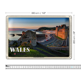 Blechschild Reise 30x20cm Wales United Kingdom Mystische Ruine