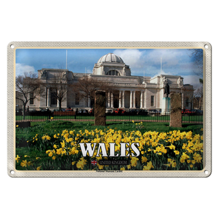 Blechschild Reise 30x20cm Wales United Kingdom Museum Cardiff