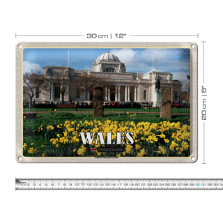 Blechschild Reise 30x20cm Wales United Kingdom Museum Cardiff