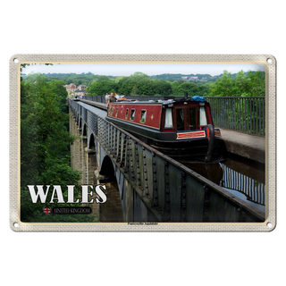 Blechschild Reise 30x20cm Wales United Kingdom Pontcysyllte Aquädukt