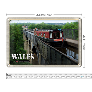 Blechschild Reise 30x20cm Wales United Kingdom Pontcysyllte Aquädukt