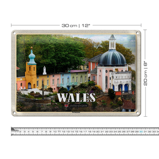 Blechschild Reise 30x20cm Wales United Kingdom Portmeirion