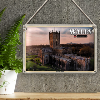 Blechschild Reise 30x20cm Wales United Kingdom St. Davids Cathedral