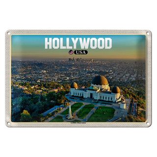 Blechschild Reise 30x20cm Hollywood USA Griffith Observatory
