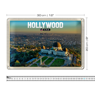 Blechschild Reise 30x20cm Hollywood USA Griffith Observatory