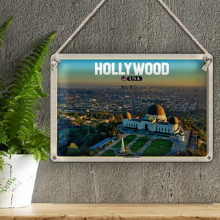 Blechschild Reise 30x20cm Hollywood USA Griffith Observatory