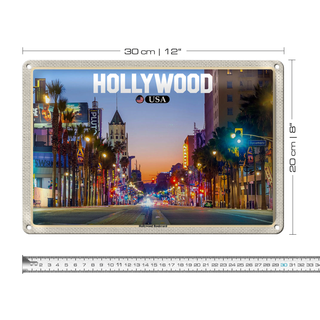 Blechschild Reise 30x20cm Hollywood USA Hollywood Boulevard