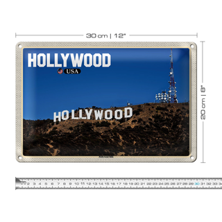 Blechschild Reise 30x20cm Hollywood USA Hollywood Hills