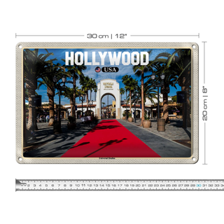 Blechschild Reise 30x20cm Hollywood USA Universal Studios